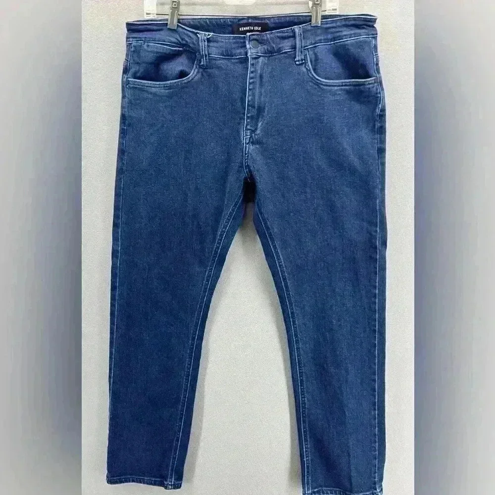 Kenneth Cole Mens Slim fit Jeans in Leroy wash (Medium Blue)